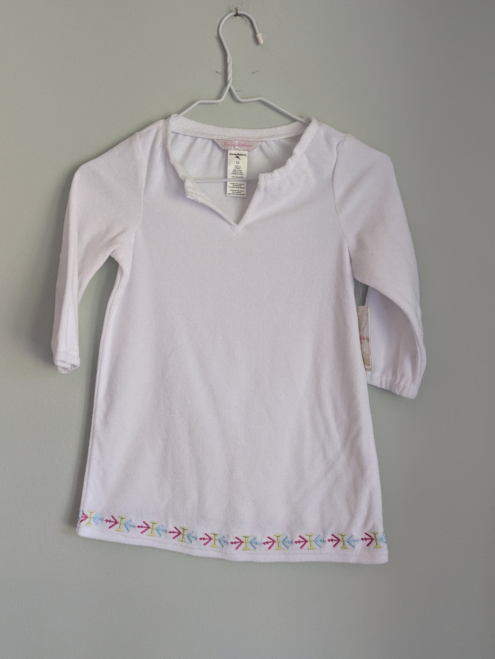 NEW Tommy Bahama Girls 6X White Terry Coverup Dress Embroidered Trim NWT